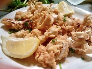 Fried Calamari with Lemon Cafe Italia Fort Lauderdale